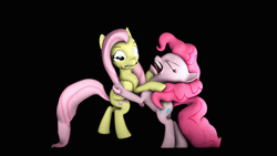 Size: 1280x720 | Tagged: 3d, aggressive, animated, derpibooru import, fluttershy, gif, holding, pinkie pie, safe, sfm pony, shaking, source filmmaker