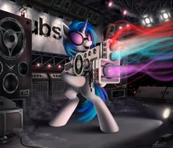 Size: 2000x1714 | Tagged: safe, artist:yakovlev-vad, derpibooru import, vinyl scratch, pony, bipedal, crossover, dubstep gun, saints row, saints row 4, saints row iv, solo, standing