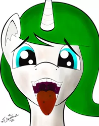 Size: 3310x4226 | Tagged: suggestive, artist:tjarvinengts, derpibooru import, oc, oc:minty, drool, female, fetish, giantess, imminent vore, macro, macro/micro, mawplay, mawshot, micro, open mouth, size difference, swallowing, teeth, tongue out, uvula, willing vore