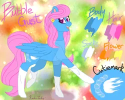 Size: 1024x819 | Tagged: safe, artist:violetlove88, derpibooru import, oc, oc:bubble gust, pegasus, pony, clothes, cute, female, flower, mare, reference sheet, socks