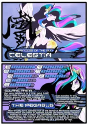 Size: 696x984 | Tagged: safe, artist:terry, derpibooru import, princess celestia, alicorn, pony, fan fiction fuel, reference sheet, the literal bottom of the productivity barrel, trading card