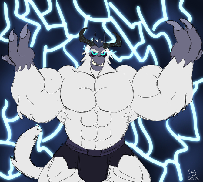 Size: 1266x1134 | Tagged: artist:caseyljones, buff, derpibooru import, fetish, male, muscle fetish, muscles, my little pony: the movie, solo, solo male, storm king, suggestive