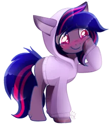 Size: 1097x1260 | Tagged: safe, artist:sugaryicecreammlp, derpibooru import, oc, oc:smidge, earth pony, pony, base used, blushing, cat hoodie, clothes, cute, female, hoodie, mare, simple background, solo, transparent background, weapons-grade cute