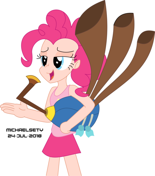 Size: 3500x3959 | Tagged: artist:michaelsety, derpibooru import, human, humanized, pinkie pie, safe, scene interpretation, simple background, solo, transparent background, yakity-sax, yovidaphone