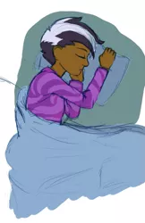 Size: 467x719 | Tagged: artist:aa, barely pony related, bed, clothes, dark skin, derpibooru import, female, human, human female, humanized, humanized oc, human oc, oc, oc:samoa, pajamas, pillow, safe, side, sleeping, solo, unofficial characters only