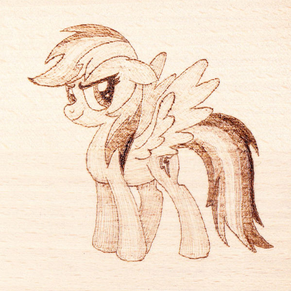 Size: 1018x1020 | Tagged: artist:malte279, craft, derpibooru import, pyrography, rainbow dash, safe, traditional art