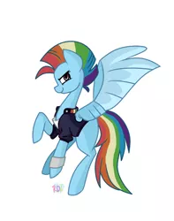 Size: 608x771 | Tagged: 80s, alternate hairstyle, artist:rankiedashlight002, clothes, derpibooru import, glam rock dash, jacket, mohawk, rainbow dash, retro, safe, simple background, solo, white background