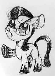 Size: 1287x1791 | Tagged: safe, artist:smirk, derpibooru import, oc, oc:quillian b. inkheart, unofficial characters only, pony, unicorn, colt, male, monochrome, traditional art