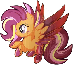 Size: 1458x1286 | Tagged: safe, artist:tuppkam1, derpibooru import, scootaloo, pegasus, pony, female, filly, rainbow power, rainbow power-ified, simple background, solo, transparent background, watermark