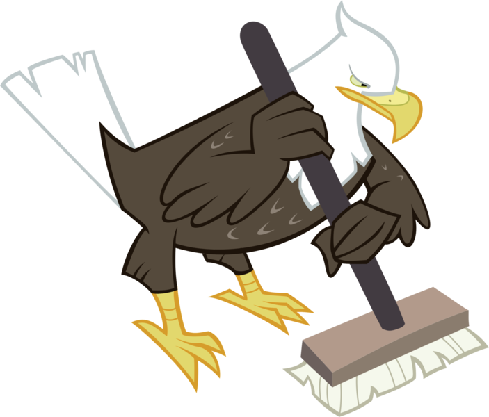 Size: 3014x2571 | Tagged: animal, artist:knight725, bald eagle, bird, broom, curling, derpibooru import, eagle, may the best pet win, safe, simple background, solo, sports, transparent background, vector, wing hands, wing hold