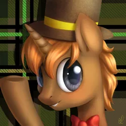 Size: 500x500 | Tagged: safe, artist:divlight, derpibooru import, oc, oc:spiroux, pony, unicorn, bowtie, bust, hat, male, portrait, solo, stallion, top hat