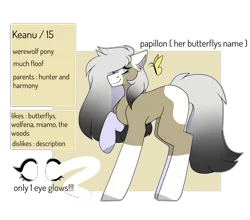 Size: 4088x3591 | Tagged: safe, artist:umiimou, derpibooru import, oc, oc:keanu, unofficial characters only, butterfly, earth pony, pony, female, mare, reference sheet, simple background, solo, transparent background