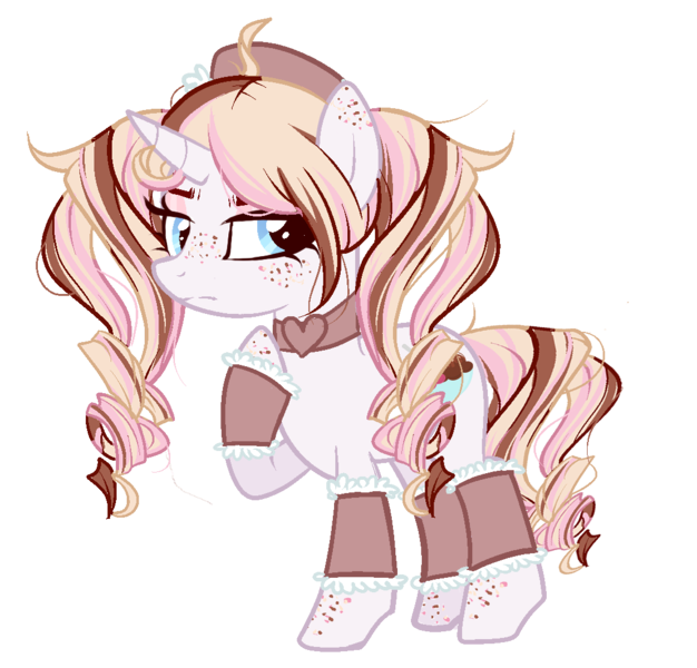 Size: 1089x1043 | Tagged: safe, artist:peachesandcreamated, derpibooru import, oc, oc:frozen confection, pony, unicorn, choker, cuffs (clothes), female, leg warmers, mare, simple background, solo, transparent background