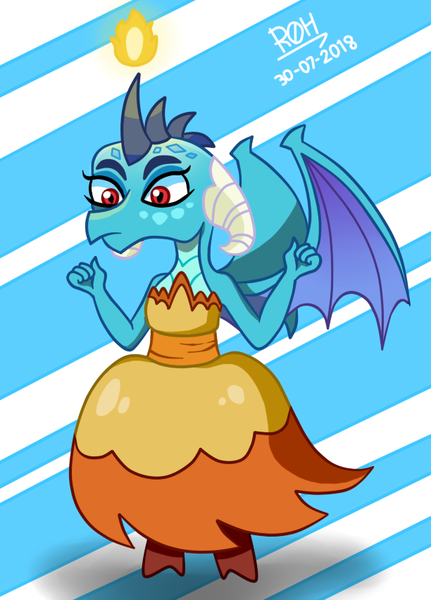 Size: 612x852 | Tagged: artist:rodrigoh09, clothes, crossover, derpibooru import, dragon lord ember, dress, hekapoo, princess ember, safe, star vs the forces of evil