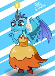 Size: 612x852 | Tagged: artist:rodrigoh09, clothes, crossover, derpibooru import, dragon lord ember, dress, hekapoo, princess ember, safe, star vs the forces of evil