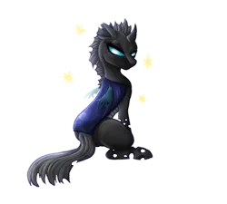 Size: 942x848 | Tagged: artist:0silverstardust0, changeling, changeling oc, derpibooru import, female, looking at camera, looking at you, looking back, looking back at you, oc, oc:tectus ignis, safe, simple background, sitting, solo, transparent background, unofficial characters only