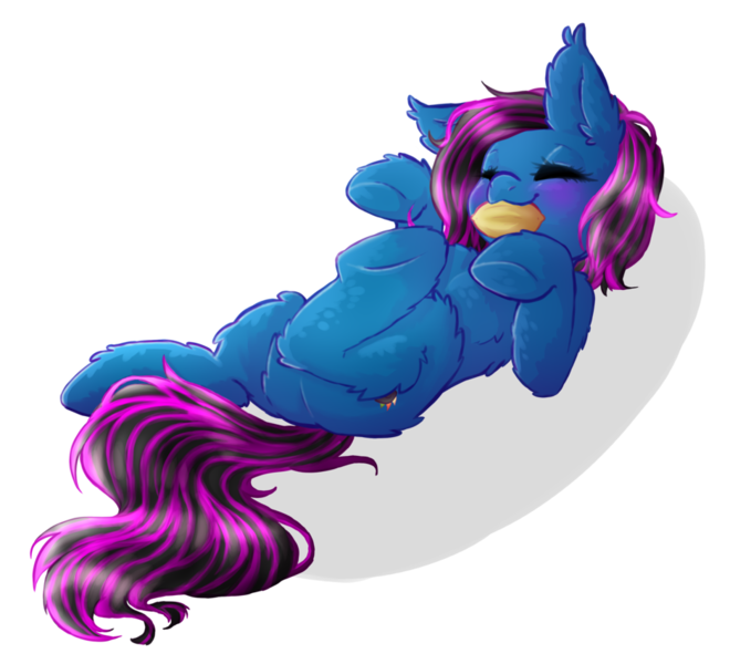 Size: 937x852 | Tagged: safe, artist:0silverstardust0, derpibooru import, oc, oc:melody heartsong, unofficial characters only, earth pony, pony, commission, cute, eyes closed, nom, on back, simple background, solo, transparent background