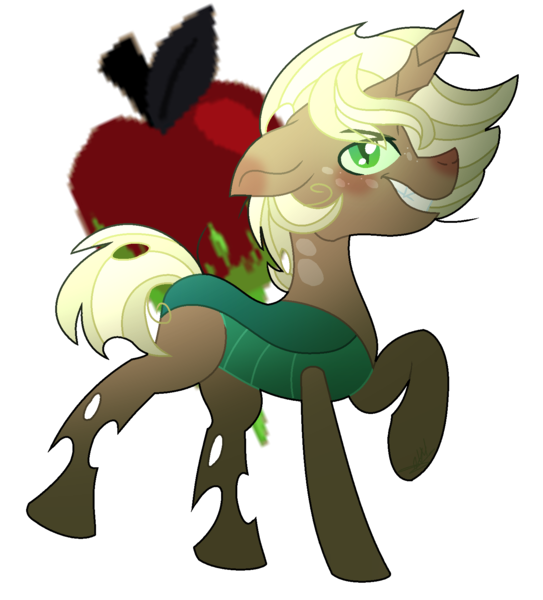 Size: 1476x1632 | Tagged: artist:leanne264, changepony, derpibooru import, magical lesbian spawn, oc, oc:rotting core, offspring, parent:mean applejack, parent:queen chrysalis, parents:chrysajack, safe, simple background, solo, transparent background, unofficial characters only