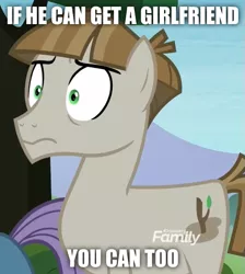 Size: 519x578 | Tagged: confidence, derpibooru import, edit, edited screencap, editor:grapefruitface, girlfriend, hope, impact font, implied maudbriar, incel, maud pie, meme, mudbriar, positive, safe, screencap, solo focus, the maud couple