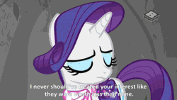 Size: 640x360 | Tagged: safe, derpibooru import, edit, edited screencap, screencap, rainbow dash, rarity, pegasus, pony, unicorn, the end in friend, animated, boots, caption, cave, clothes, duo, female, glitter boots, hug, mare, neckerchief, scarf, shoes