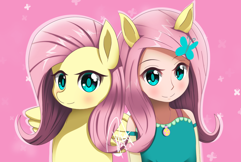 Size: 2398x1619 | Tagged: safe, artist:drakesparkle44, derpibooru import, fluttershy, human, pony, equestria girls, equestria girls series, geode of fauna, human ponidox, humanized, self ponidox