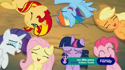 Size: 3649x2048 | Tagged: alicorn, alternate mane seven, applejack, derpibooru import, discovery family logo, drama, edit, edited screencap, fluttershy, laughing, laughingmares.jpg, mane six, pinkie pie, rainbow dash, rarity, safe, screencap, starlight drama, sunset shimmer, sunset vs starlight debate, the mean 6, twilight sparkle, twilight sparkle (alicorn)