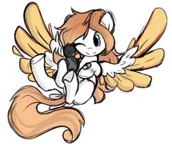 Size: 976x818 | Tagged: safe, artist:xsidera, derpibooru import, oc, oc:arvensis, oc:joe the crow, unofficial characters only, bird, bird pone, crow, hooded crow, pegasus, pony, bird tail, colored wings, colored wingtips, feathered tail, female, hug, pet, pet oc, simple background, tail feathers, transparent background