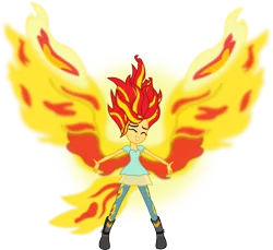 Size: 1961x1800 | Tagged: safe, artist:seahawk270, derpibooru import, sunset shimmer, equestria girls, my past is not today, rainbow rocks, fiery shimmer, fiery wings, simple background, solo, sunset phoenix, transparent background, vector