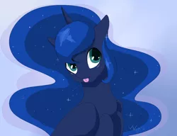Size: 1300x1000 | Tagged: safe, artist:maravor, derpibooru import, princess luna, alicorn, pony, :p, blushing, cute, female, looking at you, lunabetes, mare, silly, solo, tongue out