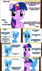 Size: 2112x3520 | Tagged: artist:navitaserussirus, asktwixiegenies, comic, derpibooru import, edit, female, horn ring, lesbian, safe, shipping, trixie, twilight sparkle, twixie