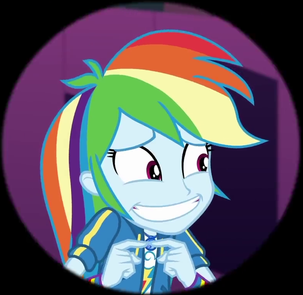 Size: 784x761 | Tagged: safe, derpibooru import, screencap, rainbow dash, constructive criticism, equestria girls, equestria girls series, clothes, constructive criticism: rainbow dash, cropped, cute, dashabetes, faic, geode of super speed, grin, jacket, magical geodes, nervous, nervous grin, rainbow dash is best facemaker, shirt, simple background, smiling, sweatshirt, t-shirt, wristband