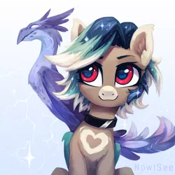 Size: 2000x2000 | Tagged: safe, artist:inowiseei, derpibooru import, oc, oc:aviera betelgeuse, unofficial characters only, bat pony, bird, pegasus, pony, thunderbird, :3, bat pony oc, chest fluff, collar, colored pupils, colored wings, ear fluff, female, fluffy, looking back, mare, simple background, smiling, sparkles, starry eyes, white background, wingding eyes