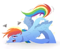 Size: 1080x880 | Tagged: artist:dino_horse, ass up, atg 2018, derpibooru import, exhausted, face down ass up, newbie artist training grounds, rainbow dash, safe, simple background, solo