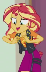 Size: 295x458 | Tagged: safe, derpibooru import, screencap, sunset shimmer, constructive criticism, equestria girls, equestria girls series, cropped, geode of empathy, solo