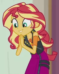 Size: 336x420 | Tagged: safe, derpibooru import, screencap, sunset shimmer, constructive criticism, equestria girls, equestria girls series, cropped, cute, geode of empathy, shimmerbetes, solo