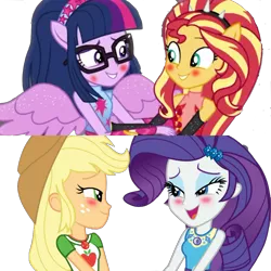 Size: 1024x1024 | Tagged: safe, derpibooru import, edit, edited screencap, editor:superbobiann, screencap, applejack, rarity, sci-twi, sunset shimmer, twilight sparkle, equestria girls, equestria girls series, background removed, female, lesbian, scitwishimmer, shipping, simple background, sunsetsparkle, transparent background