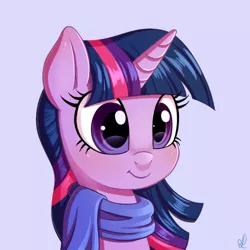 Size: 500x500 | Tagged: safe, artist:divlight, derpibooru import, twilight sparkle, pony, clothes, cute, scarf, smiling, solo, twiabetes