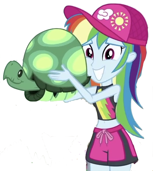 Size: 527x590 | Tagged: safe, artist:superbobiann, derpibooru import, editor:superbobiann, rainbow dash, tank, turtle, equestria girls, equestria girls series, cap, clothes, female, grin, hat, holding, image, male, nervous, nervous grin, png, simple background, smiling, swimming trunks, swimsuit, transparent background