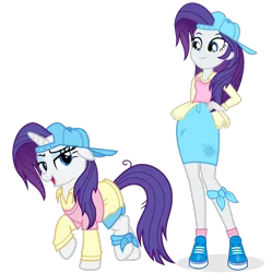 Size: 1269x1273 | Tagged: safe, artist:cheezedoodle96, artist:punzil504, derpibooru import, rarity, pony, equestria girls, friendship university, alternate hairstyle, anklet, backwards ballcap, baseball cap, cap, clothes, cute, denim shorts, denim skirt, equestria girls interpretation, female, hat, human ponidox, lidded eyes, looking at you, mare, open mouth, plainity, raised hoof, scene interpretation, self ponidox, shirt, shoes, shorts, simple background, skirt, smiling, sneakers, socks, transparent background, vector