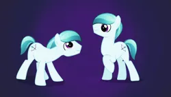 Size: 1280x720 | Tagged: safe, derpibooru import, screencap, crystal arrow, crystal beau, thorax, changeling, crystal pony, earth pony, pony, the times they are a changeling, disguise, disguised changeling, duo, male, purple background, simple background, stallion