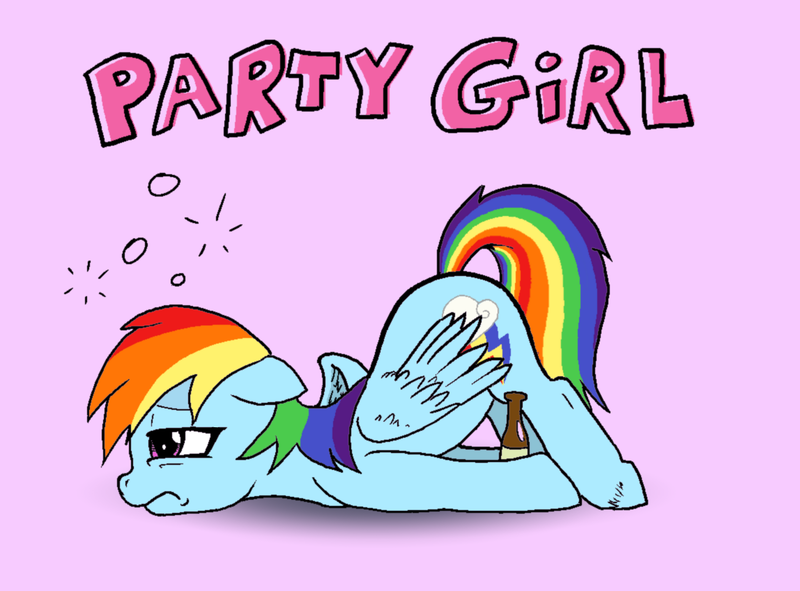 Size: 1148x848 | Tagged: safe, artist:friendshipishorses, derpibooru import, rainbow dash, pony, beer bottle, bottle, drunk, drunk bubbles, drunker dash, face down ass up, solo