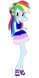 Size: 1140x2250 | Tagged: safe, artist:ilaria122, derpibooru import, rainbow dash, equestria girls, adorasexy, alternate hairstyle, blushing, bracelet, braid, clothes, cute, dashabetes, dress, ear piercing, earring, embarrassed, feet, geode of super speed, high heels, jewelry, legs, magical geodes, necklace, open mouth, piercing, pretty, rainbow dash always dresses in style, sandals, sexy, shoes, simple background, sleeveless, solo, transparent background