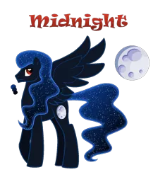 Size: 1104x1178 | Tagged: safe, artist:andy-hazards, derpibooru import, oc, oc:midnight, unofficial characters only, pegasus, pony, base used, ethereal mane, full moon, galaxy mane, male, moon, offspring, parent:princess luna, parent:unknown, reference sheet, simple background, solo, spread wings, stallion, starry mane, transparent background, wings