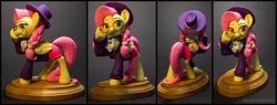 Size: 1280x488 | Tagged: safe, artist:dustysculptures, derpibooru import, fluttershy, pegasus, pony, alternate hairstyle, clothes, craft, female, glasses, hat, hipstershy, irl, looking at you, mare, photo, raised hoof, sculpture, solo
