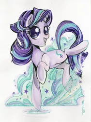 Size: 2660x3544 | Tagged: safe, artist:sararichard, derpibooru import, starlight glimmer, pony, unicorn, looking at you, smoke, solo, traditional art, watercolor painting