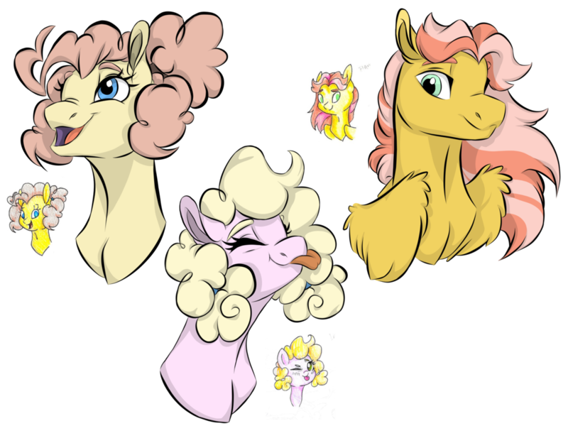 Size: 1024x768 | Tagged: safe, artist:ask-y, derpibooru import, oc, unofficial characters only, earth pony, pegasus, pony, bust, female, mare, offspring, parent:braeburn, parent:cheese sandwich, parent:flam, parent:fluttershy, parent:pinkie pie, parents:braepie, parents:cheesepie, parents:flamshy, portrait, simple background, tongue out, transparent background