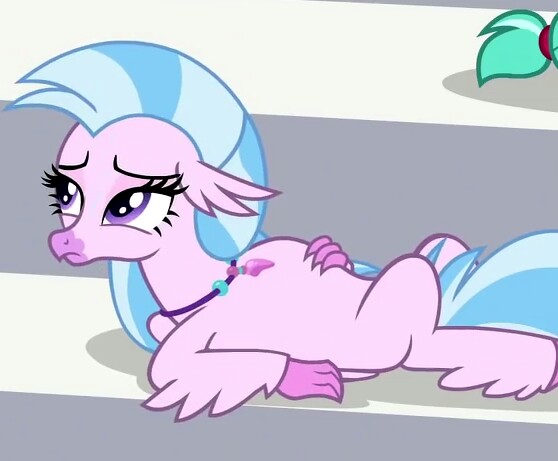 Size: 558x461 | Tagged: a matter of principals, derpibooru import, exhausted, hippogriff, lying down, safe, screencap, silverstream, solo, tired