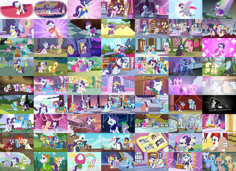 Size: 5914x4276 | Tagged: safe, derpibooru import, edit, edited screencap, screencap, applejack, coco pommel, flash magnus, fluttershy, hoity toity, pinkie pie, princess platinum, radiance, rainbow dash, rarity, somnambula, spike, sweetie belle, twilight sparkle, twilight sparkle (alicorn), alicorn, pony, unicorn, a canterlot wedding, a dog and pony show, a hearth's warming tail, bats!, boast busters, dragon quest, fame and misfortune, filli vanilli, forever filly, green isn't your color, hearth's warming eve (episode), it ain't easy being breezies, keep calm and flutter on, magical mystery cure, make new friends but keep discord, power ponies (episode), ppov, rarity investigates, rarity takes manehattan, scare master, shadow play, simple ways, sisterhooves social, sleepless in ponyville, suited for success, sweet and elite, tanks for the memories, testing testing 1-2-3, the cart before the ponies, the cutie re-mark, the gift of the maud pie, the return of harmony, the ticket master, too many pinkie pies, absurd resolution, alternate hairstyle, butterfly wings, collage, compilation, detective rarity, female, mane six, mare, outfit catalog, power ponies, punk, raripunk, that pony sure does love dresses, wall of tags