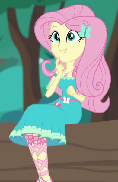 Size: 401x615 | Tagged: safe, derpibooru import, screencap, fluttershy, equestria girls, equestria girls series, text support, cropped, female, geode of fauna, solo, text support: fluttershy