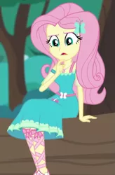 Size: 399x610 | Tagged: safe, derpibooru import, screencap, fluttershy, equestria girls, equestria girls series, text support, cropped, female, geode of fauna, solo, text support: fluttershy